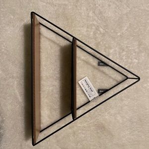 Wood and metal shelves